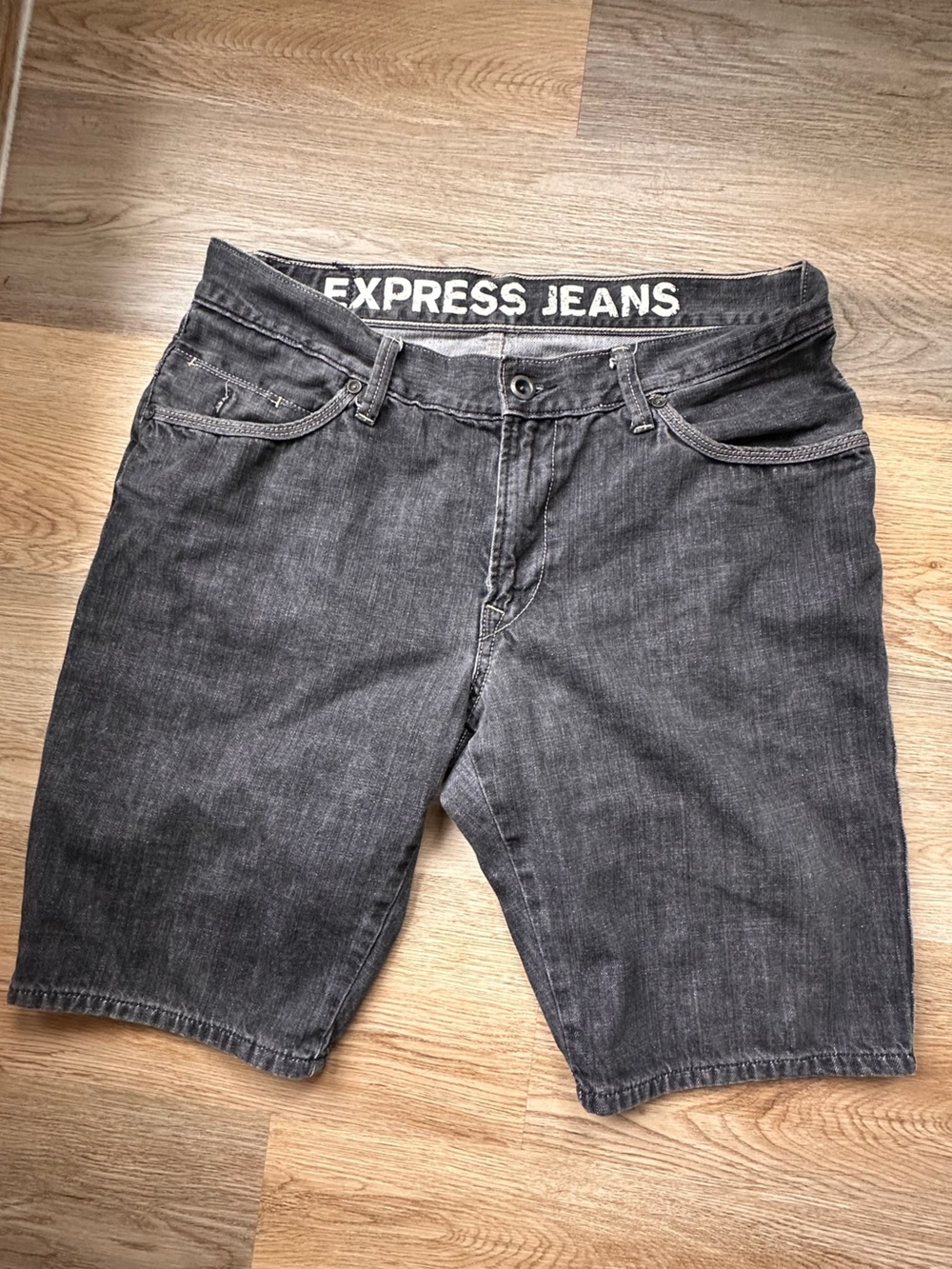 Express Men’s Black Washed Denim Shorts